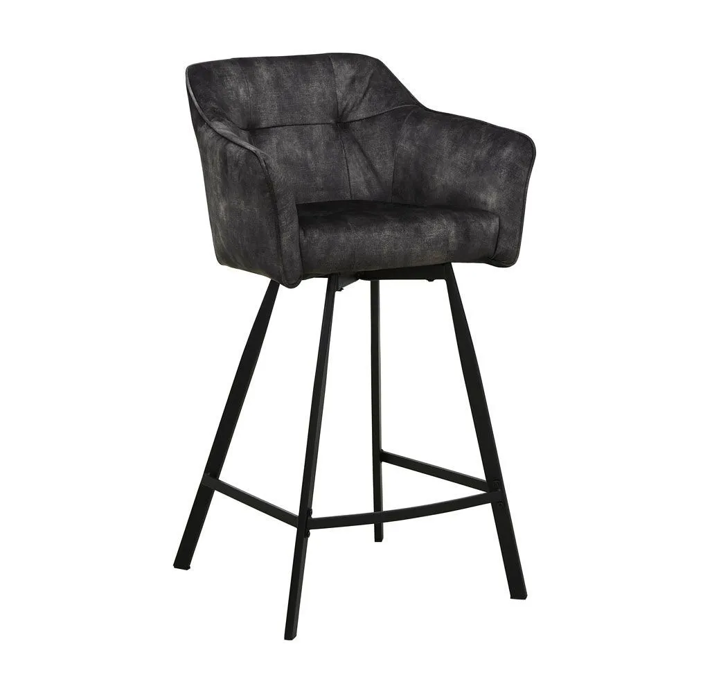 Moderner Barhocker Okola 93 in Anthrazit, 100 x 58 x 56 cm, mit Armlehnen und integrierter Fußstütze, hochwertige Polsterung