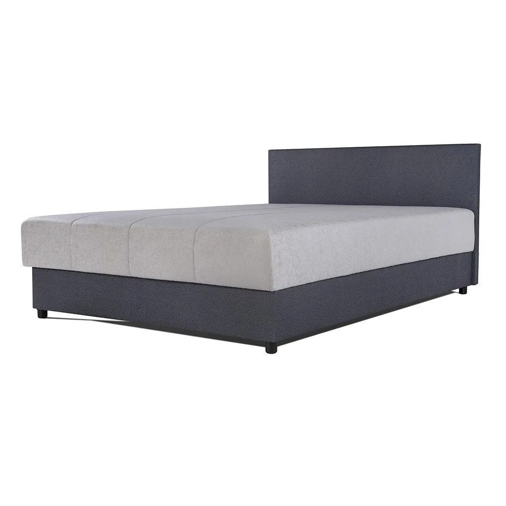 Boxspringbett Damboa 42, Dunkelgrau / Hellgrau, Liegefläche 160 x 200 cm, gepolstertes Kopfteil, großer Stauraum, Bonellfederung