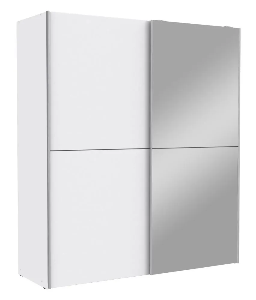 Schiebetürenschrank / Kleiderschrank Pibor 21, Farbe: Weiß - Abmessungen: 191 x 170 x 61 cm (H x B x T)