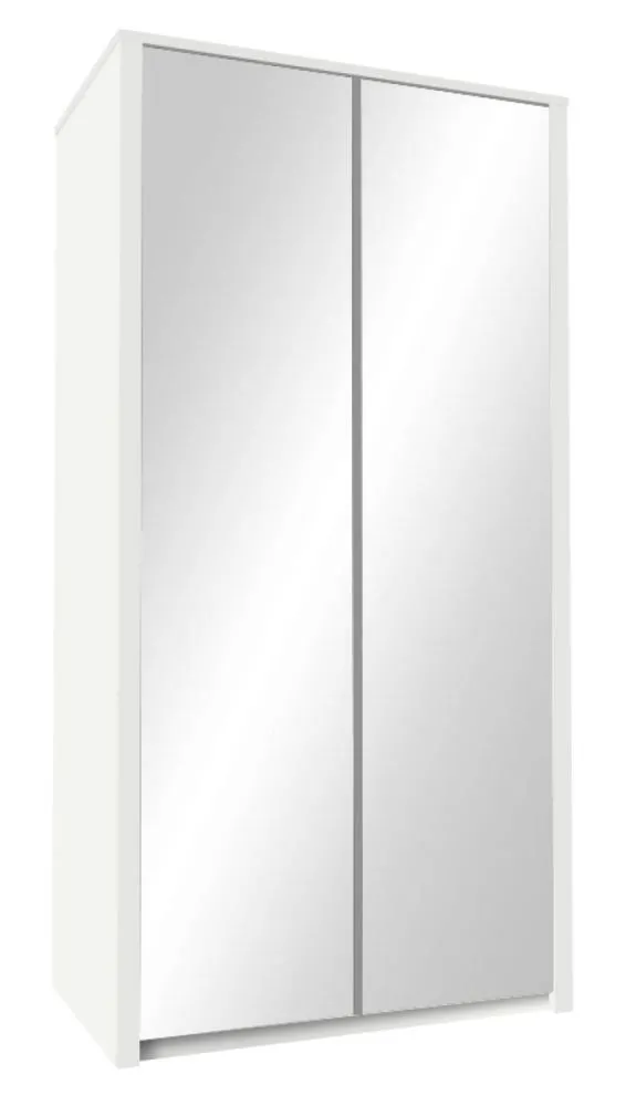 Drehtürenschrank / Kleiderschrank Selun 23, Farbe: Weiß - Abmessungen: 197 x 113 x 53 cm (H x B x T)