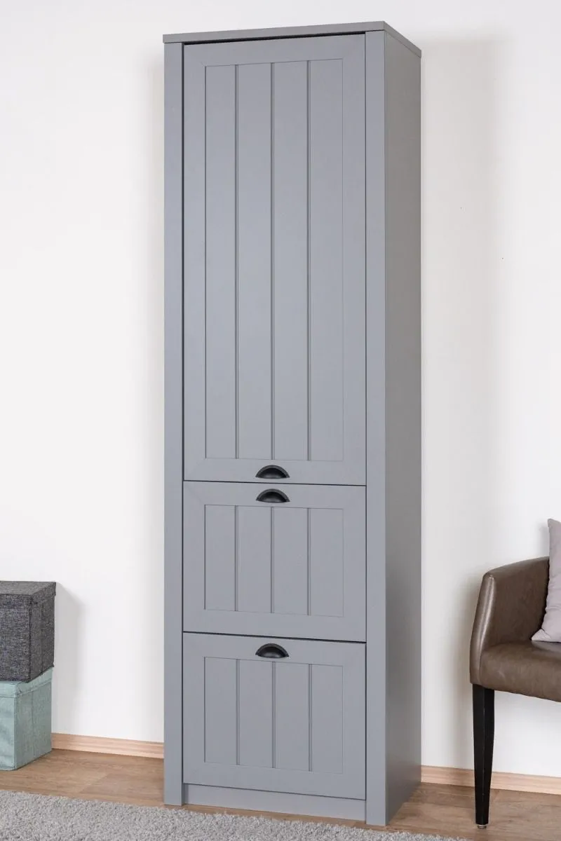 Schrank Segnas 08, Farbe: Grau - 198 x 62 x 42 cm (H x B x T)