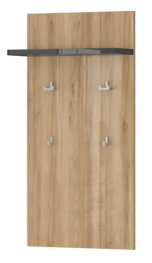 Garderobe Vaitele 02, Farbe: Anthrazit Hochglanz / Walnuss - 109 x 56 x 22 cm (H x B x T)