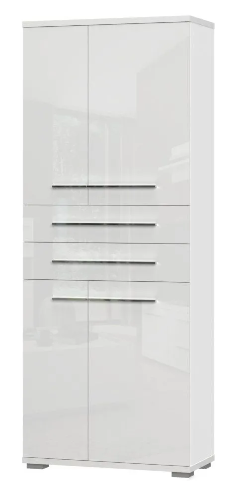 Schrank Garim 48, Farbe: Weiß Hochglanz - Abmessungen: 194 x 76 x 35 cm (H x B x T)