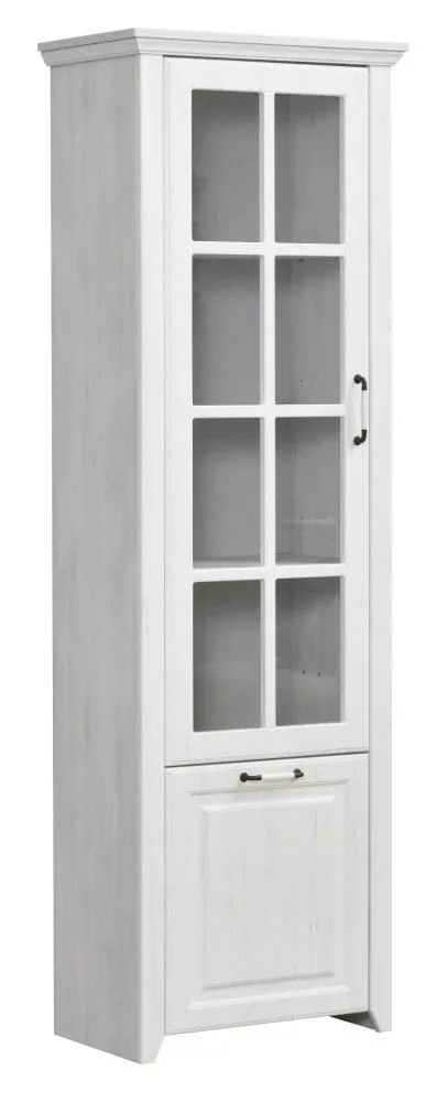 Vitrine Bibaor 02, Farbe: Eiche Weiß - 209 x 67 x 41 cm (H x B x T)