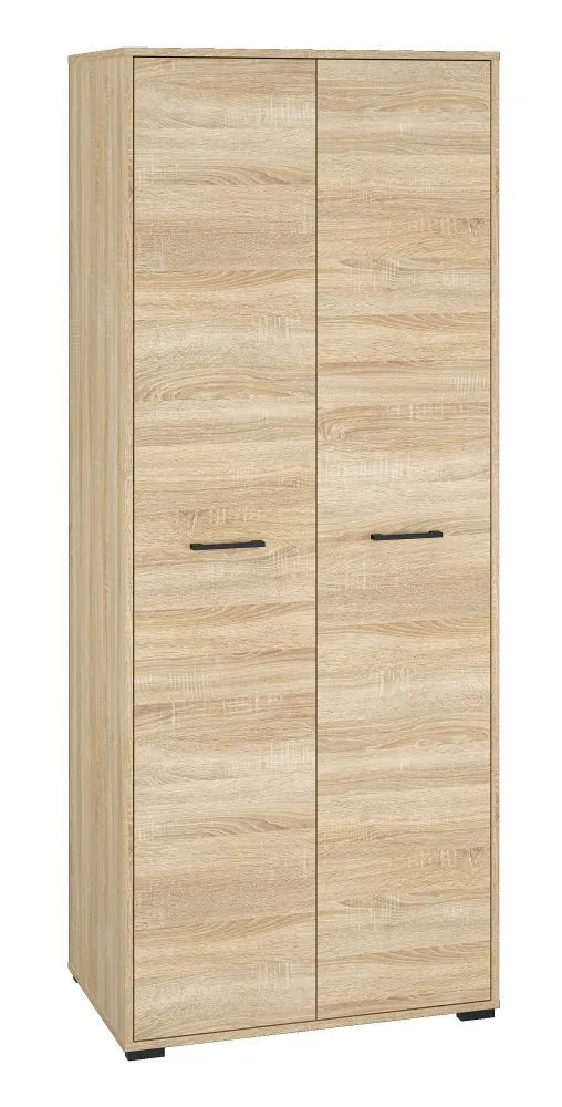 Kleiderschrank Vacaville 22, Farbe: Sonoma Eiche hell - Abmessungen: 200 x 80 x 51 cm (H x B x T), mit 2 Türen und 4 Fächern