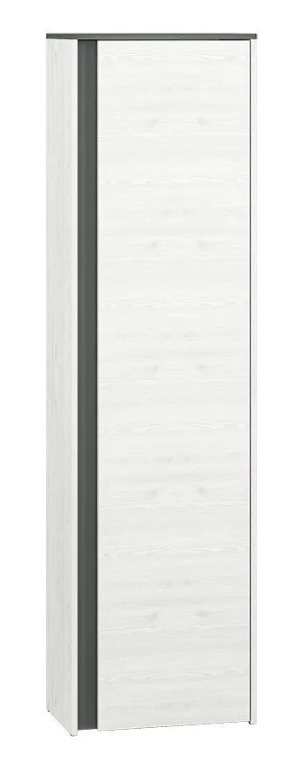 Schrank Fjends 06, Farbe: Kiefer weiß / Anthrazit - Abmessungen: 198 x 54 x 34 cm (H x B x T)