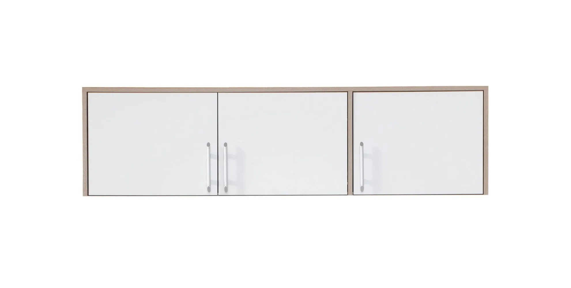 Schrankaufsatz Hannut 02, Farbe: Weiß / Eiche - Abmessungen: 40 x 150 x 56 cm (H x B x T)