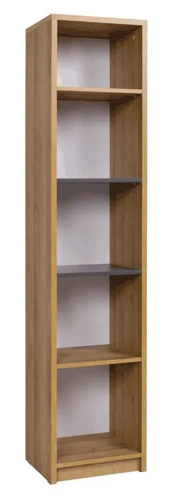 Bücherregal Valbom 02, Farbe: Eiche Riviera / Weiß / Grafit - Abmessungen: 180 x 40 x 35 cm (H x B x T)