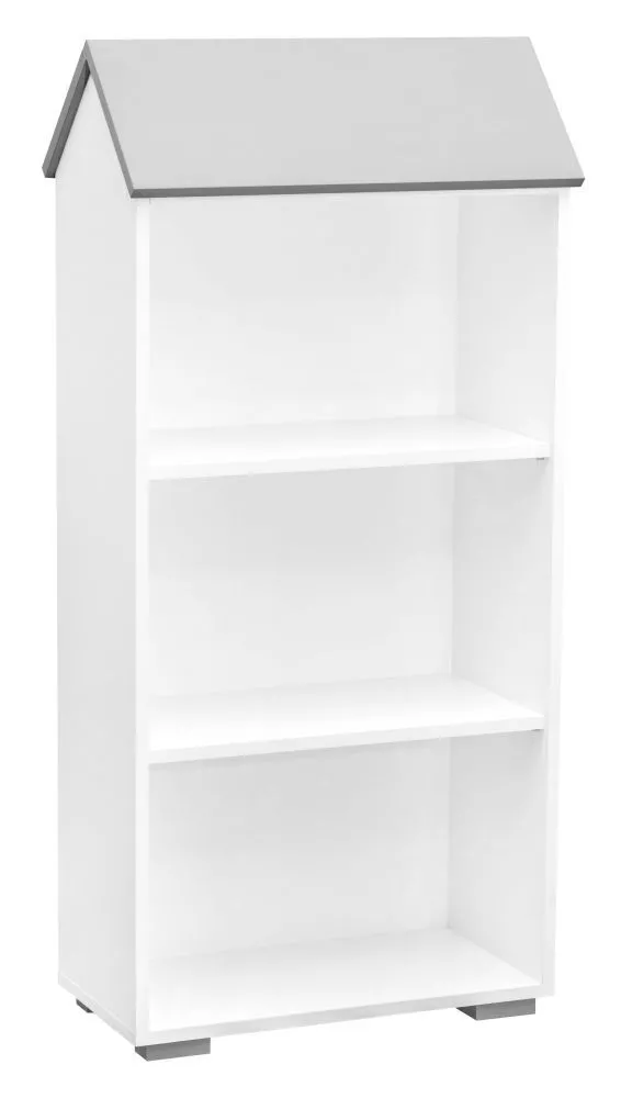 Kinderzimmer - Bücherregal Daniel 02, Farbe: Weiß / Grau - 130 x 62 x 30 cm (H x B x T)