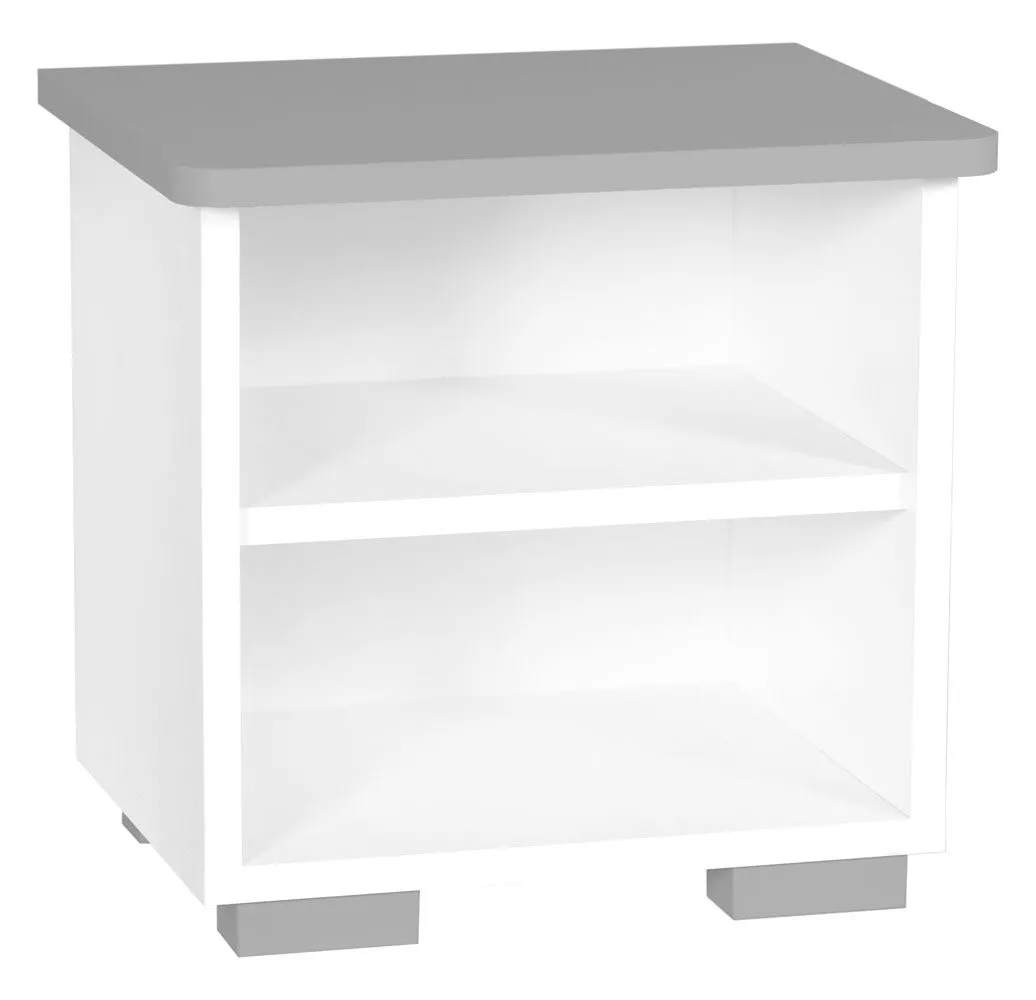 Kinderzimmer - Nachtkästchen Daniel 10, Farbe: Weiß / Grau - 39 x 40 x 33 cm (H x B x T)