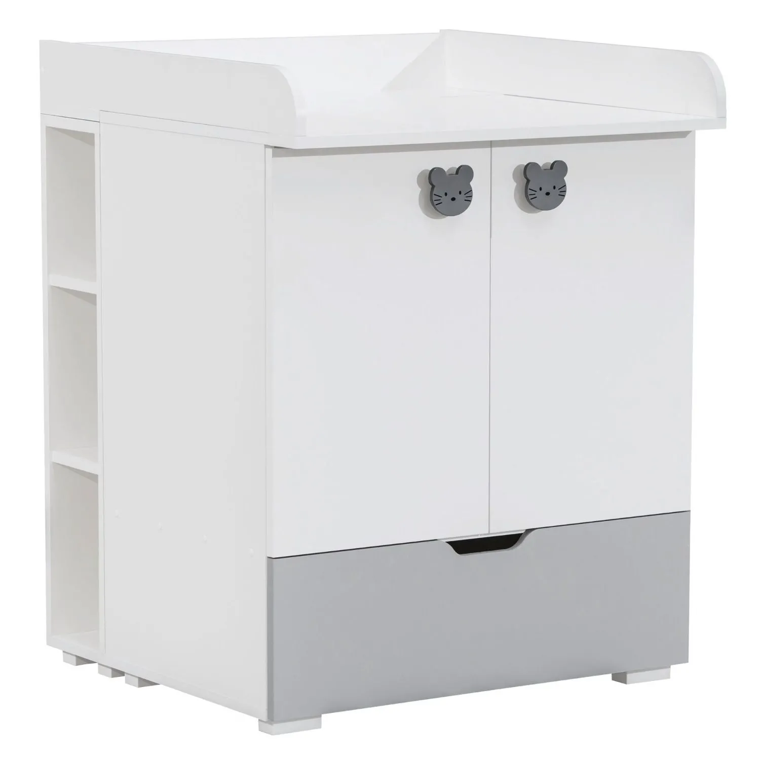 Babyzimmer - Wickelkommode Maipu 01, Farbe: Weiß / Grau - 103 x 90 x 80 cm (H x B x T)