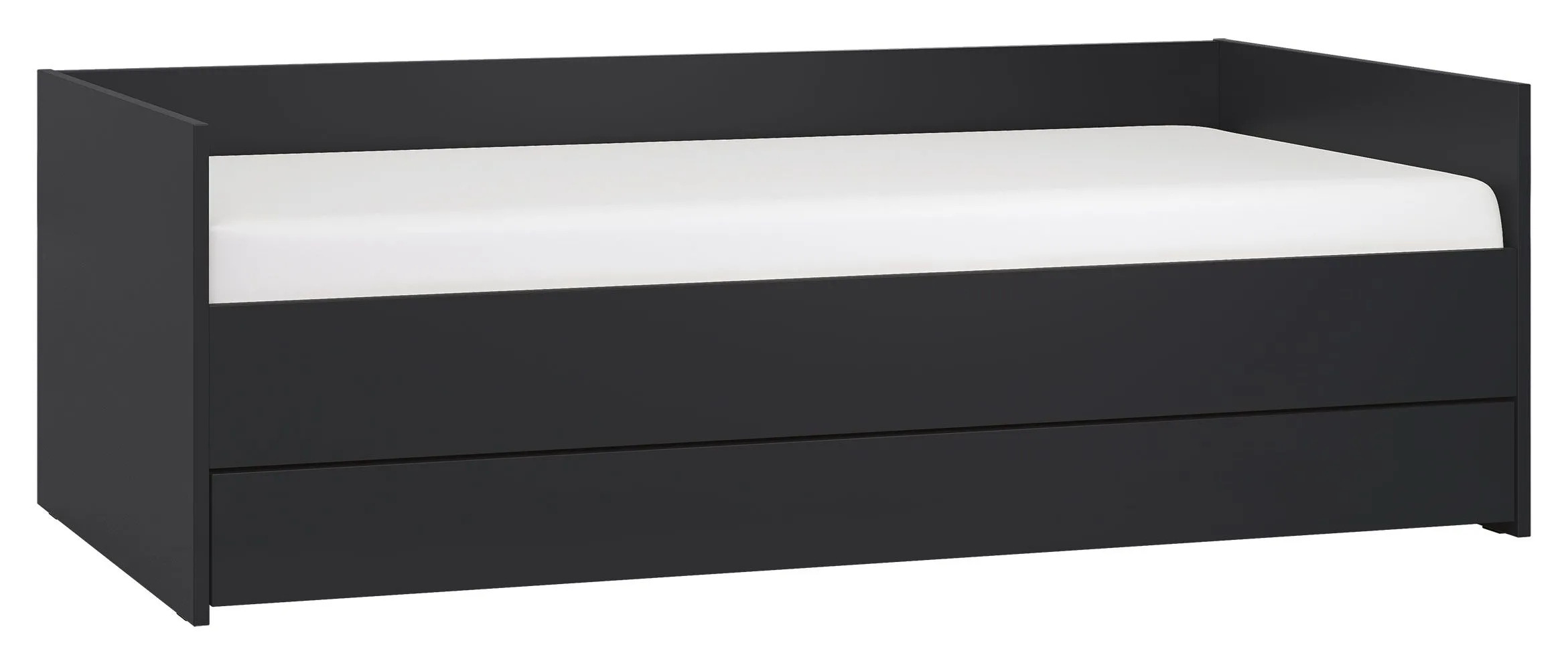 Einzelbett / Gästebett, Farbe: Schwarz - Liegefläche: 90 x 200 cm (B x L)