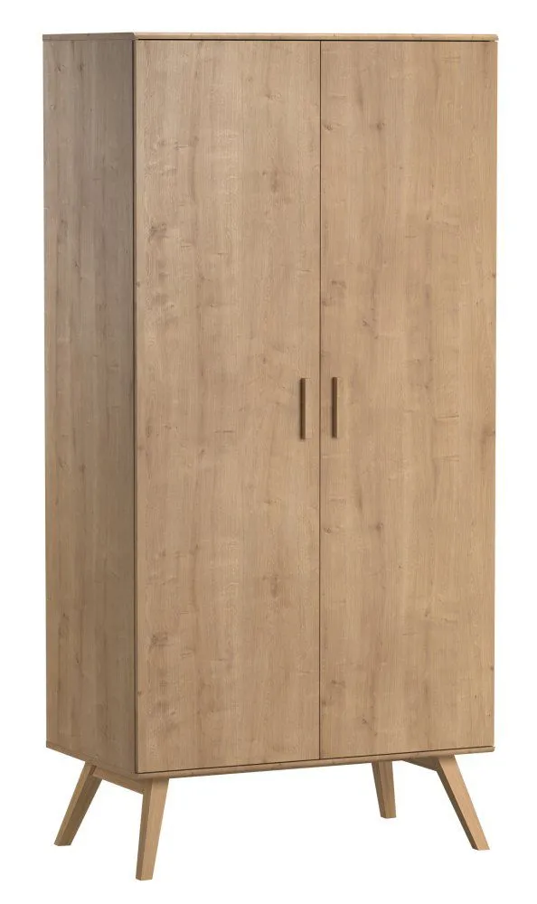 Drehtürenschrank / Kleiderschrank Skady 12, Farbe: Eiche - Abmessungen: 208 x 100 x 58 cm (H x B x T)