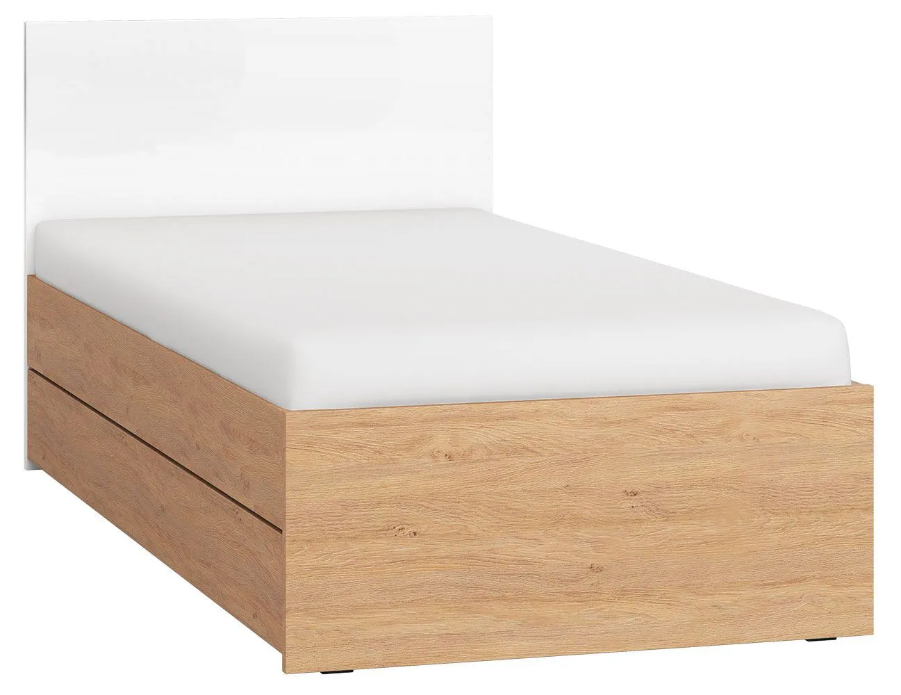 Einzelbett Arbolita 26, Farbe: Eiche / Weiß - Liegefläche: 90 x 200 cm (B x L)