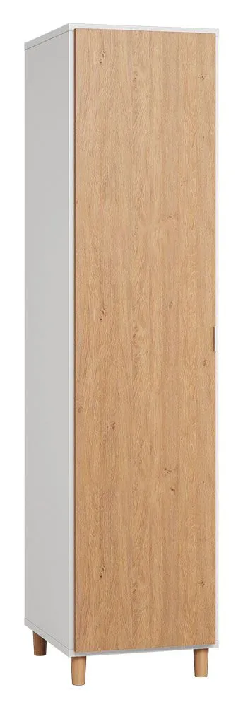Drehtürenschrank / Kleiderschrank Arbolita 38, Farbe: Weiß / Eiche - Abmessungen: 195 x 47 x 57 cm (H x B x T)