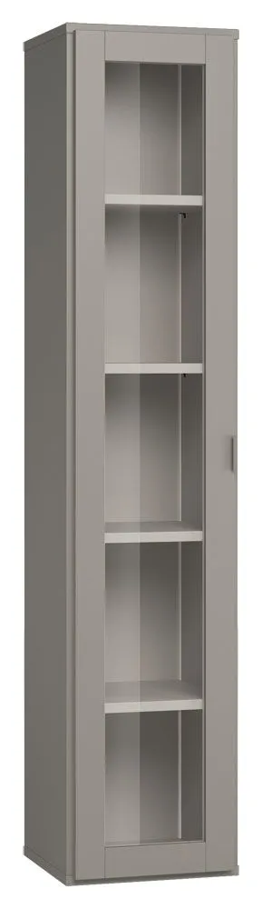 Vitrine Bentos 09, Farbe: Grau - Abmessungen: 187 x 39 x 40 cm (H x B x T)