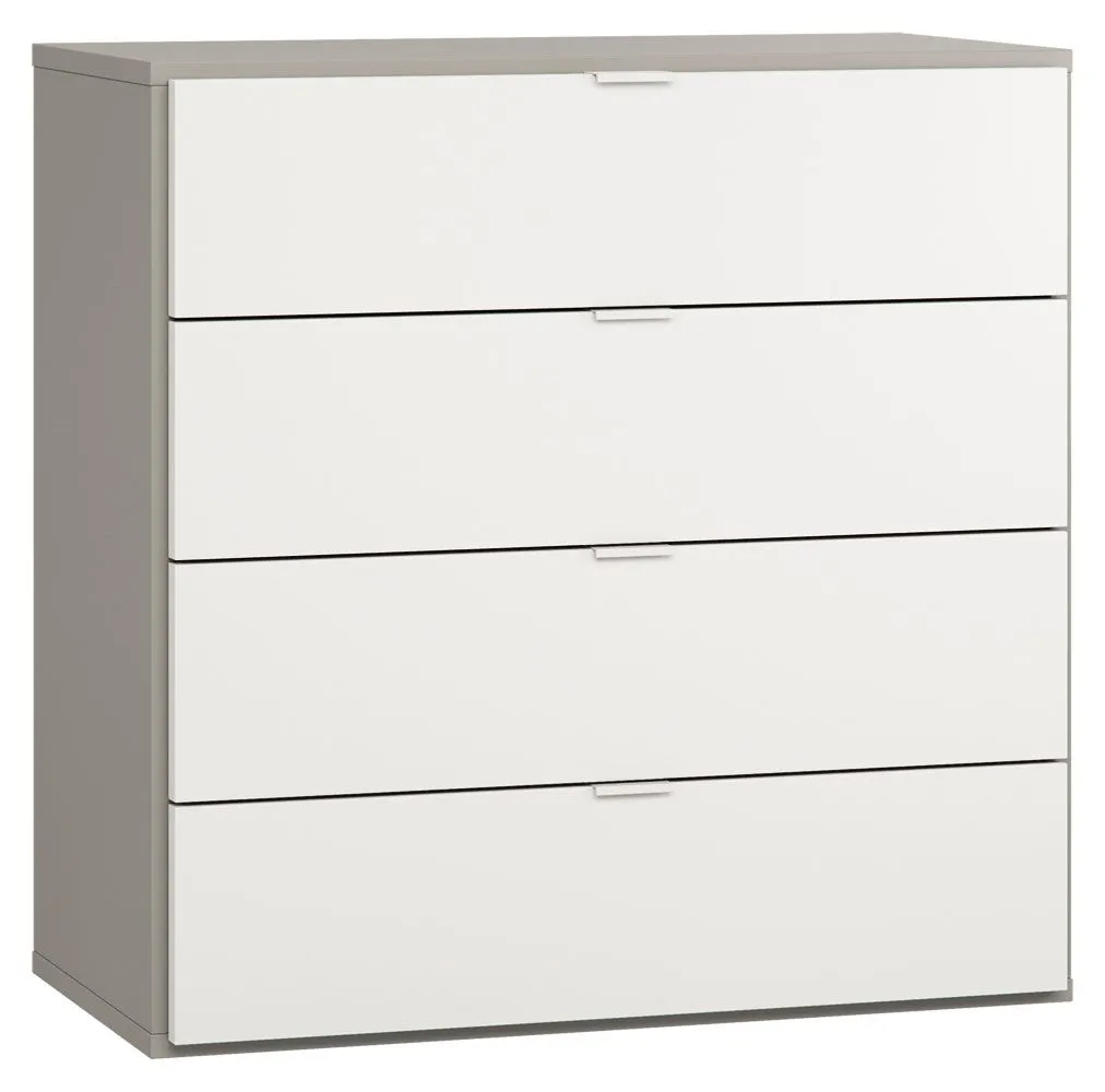 Kommode Bellaco 11, Farbe: Grau / Weiß - Abmessungen: 92 x 90 x 47 cm (H x B x T)