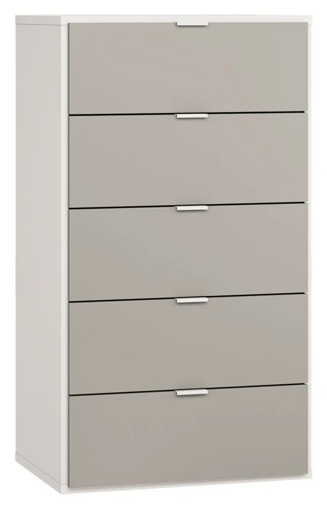 Kommode Bellaco 30, Farbe: Weiß / Grau - Abmessungen: 114 x 63 x 47 cm (H x B x T)