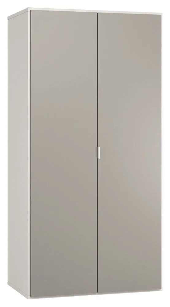 Drehtürenschrank / Kleiderschrank Bellaco 38, Farbe: Weiß / Grau - Abmessungen: 187 x 93 x 57 cm (H x B x T)