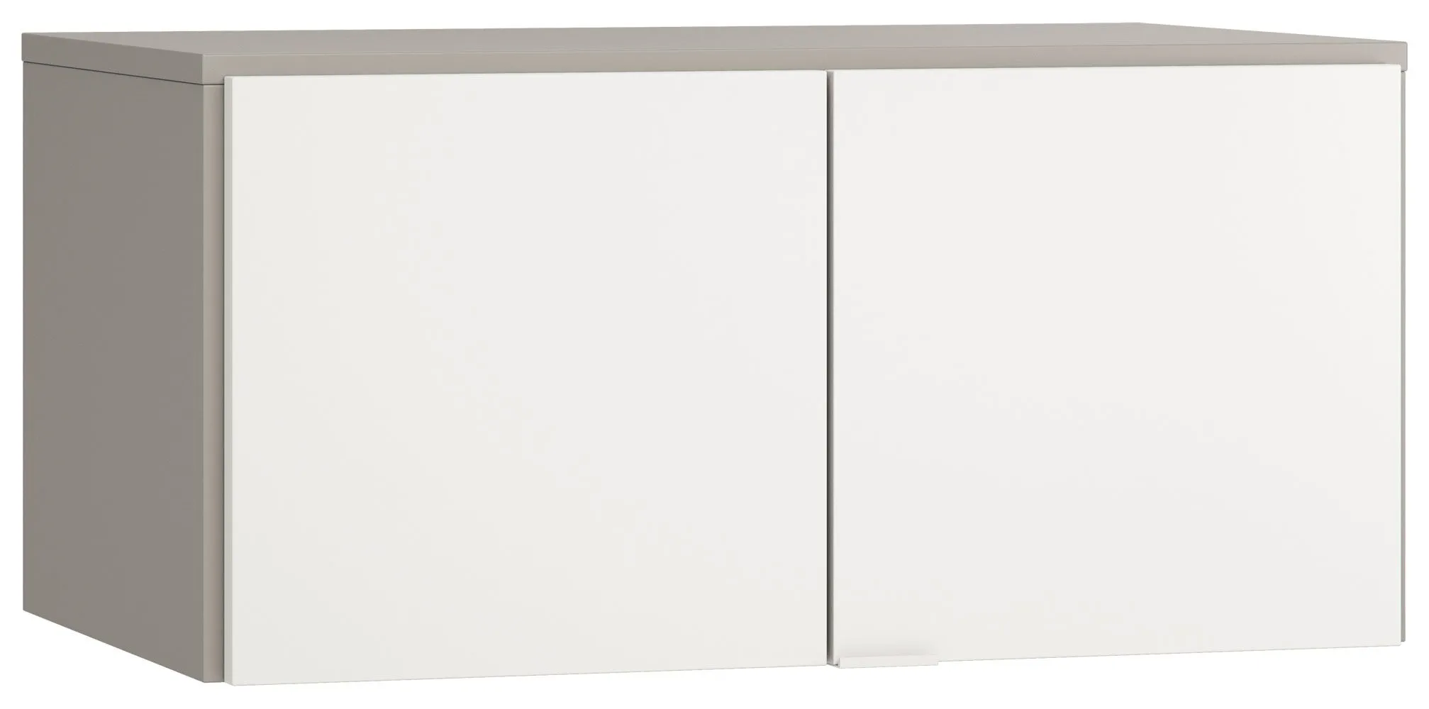Aufsatz für zweitürigen Kleiderschrank Bellaco 17, Farbe: Grau / Weiß - Abmessungen: 45 x 93 x 57 cm (H x B x T)