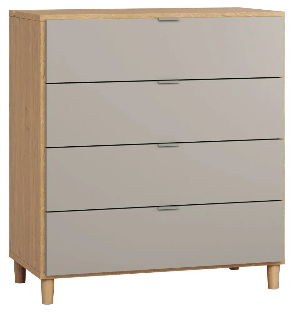 Kommode Nanez 08, Farbe: Eiche / Grau - Abmessungen: 100 x 90 x 47 cm (H x B x T)