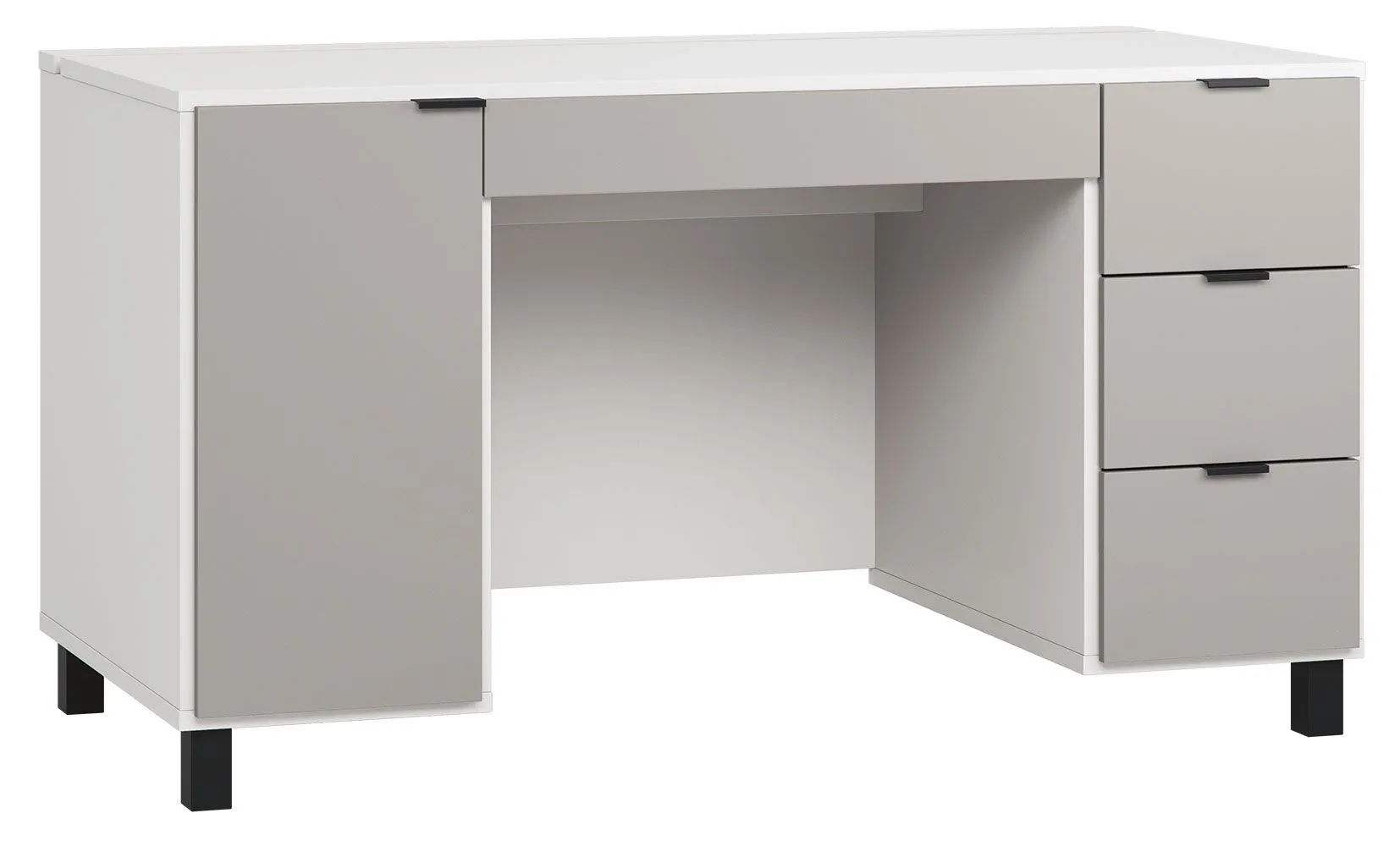 Schreibtisch Pantanoso 02, Farbe: Weiß / Grau - Abmessungen: 78 x 140 x 67 cm (H x B x T)