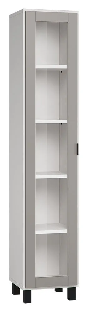 Vitrine Pantanoso 09, Farbe: Weiß / Grau - Abmessungen: 195 x 39 x 40 cm (H x B x T)