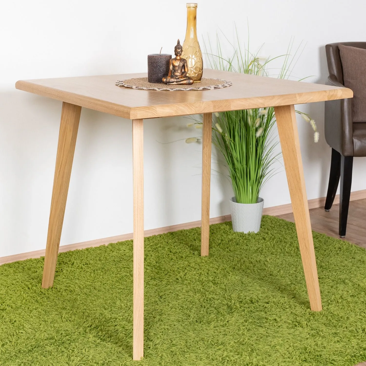 Esstisch Eiche massiv natur Aurornis 70 - Abmessungen: 80 x 80 cm (B x T)