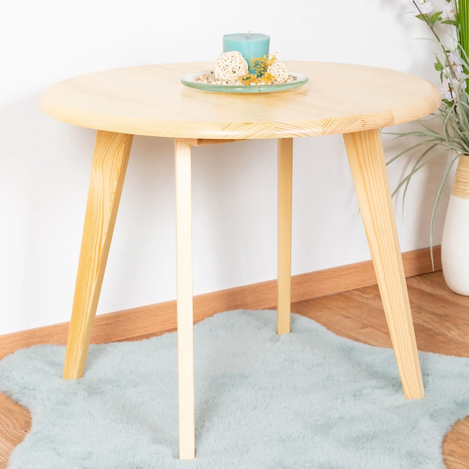 Couchtisch Kiefer massiv natur Aurornis 78 (rund) - Abmessungen: 60 x 60 x 50 cm (B x T x H)