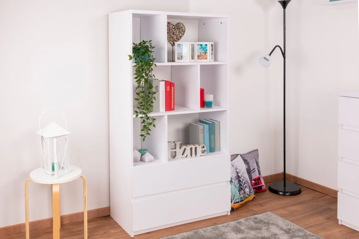 Jugendzimmer - Regal Alard 04, Farbe: Weiß - Abmessungen: 151 x 80 x 40 cm (H x B x T)