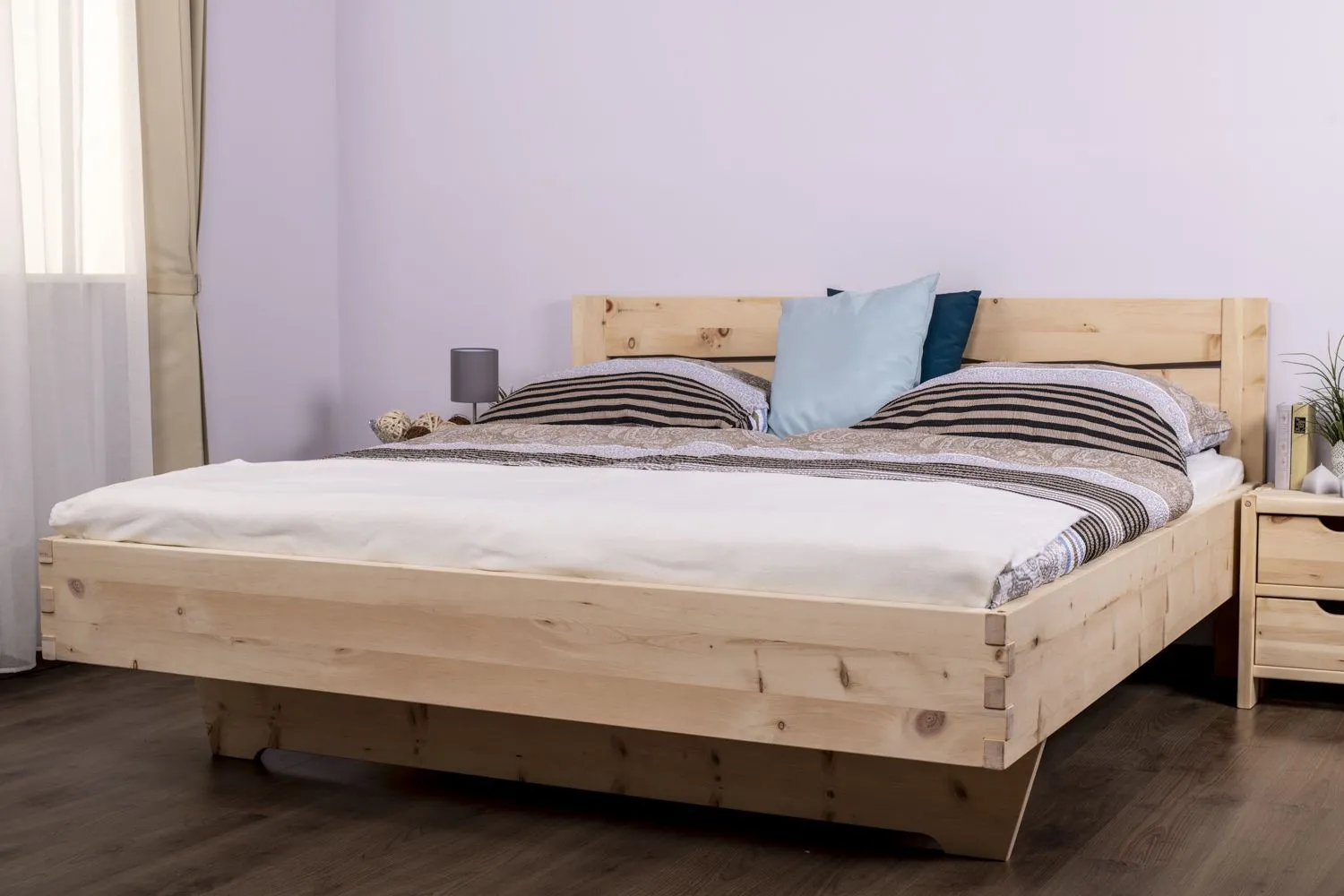 Zirbenbett / Doppelbett metallfrei Wooden Nature 427, österreichische Zirbe massiv Natur - Liegefläche: 180 x 200 cm (B x L)