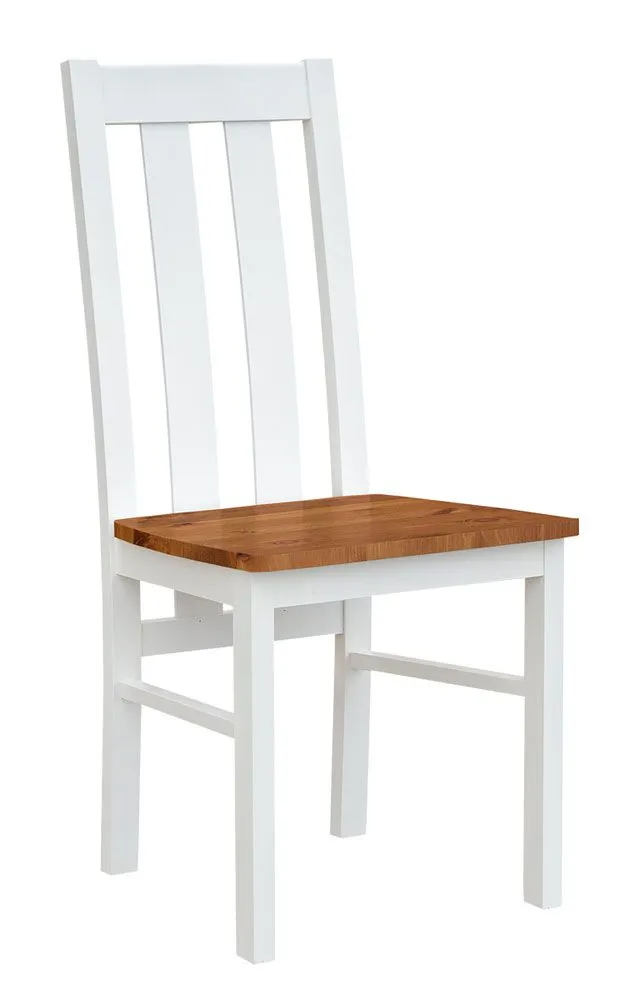 Stuhl Gyronde 10, Buche massiv Vollholz, Weiß/Eiche - 94 x 43 x 44 cm (H x B x T)