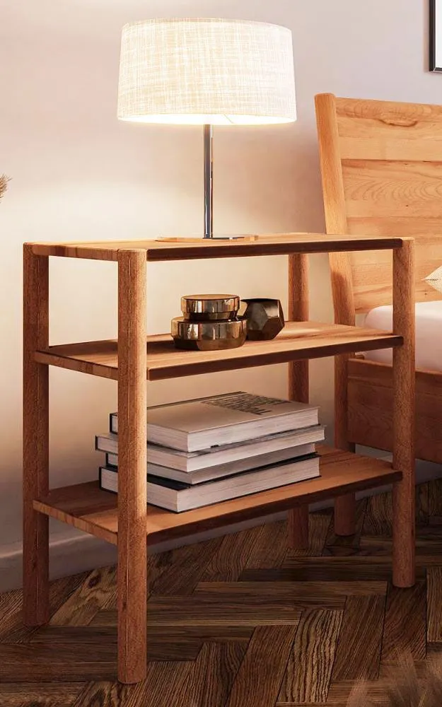 Nachtkommode / Regal Wellsford 05 Kernbuche massiv geölt - Abmessungen: 64 x 60 x 36 cm (H x B x T)