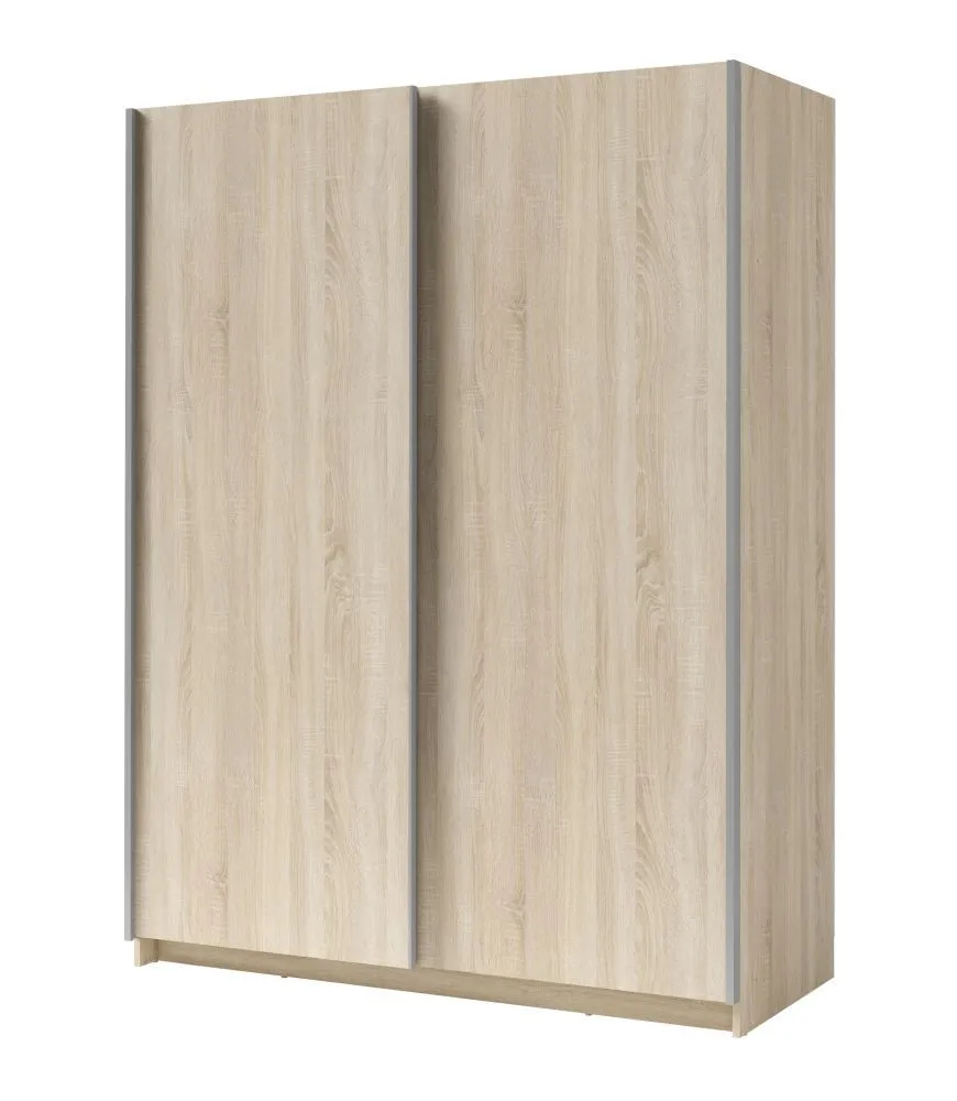 Schiebetürenschrank / Kleiderschrank Trikala 04, Farbe: Eiche - Abmessungen: 198 x 180 x 60 cm (H x B x T)