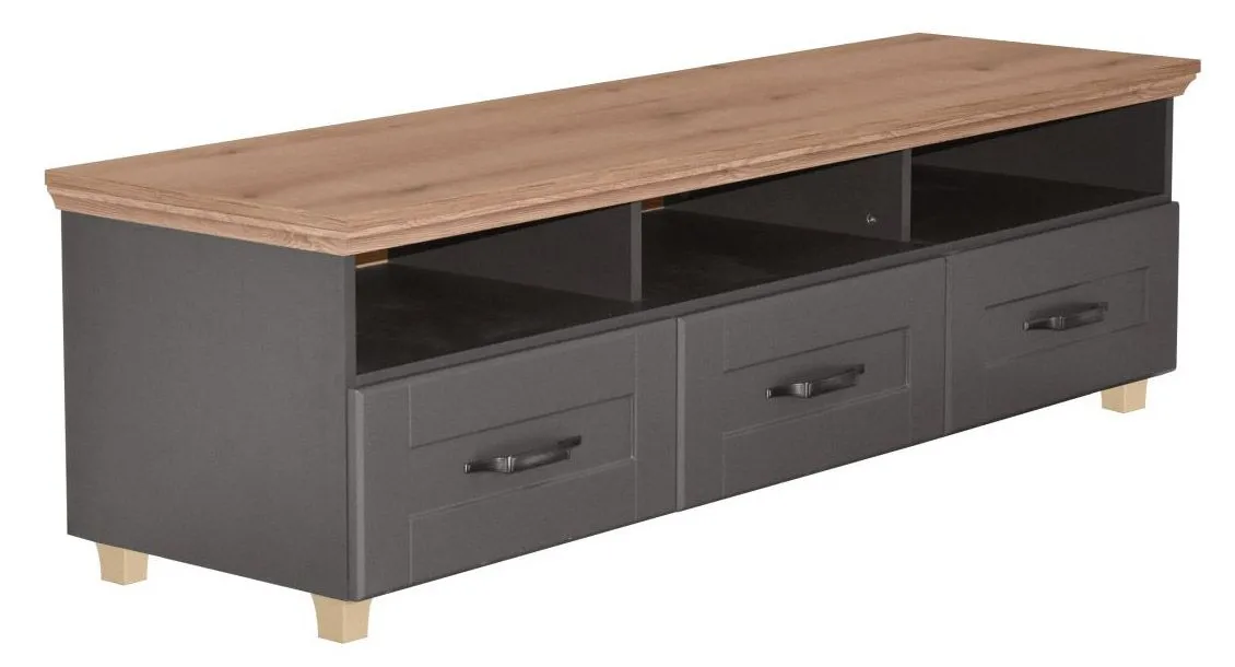 TV-Unterschrank Cuenca 05, Farbe: Eiche / Grau - Abmessungen: 50 x 170 x 49 cm (H x B x T)