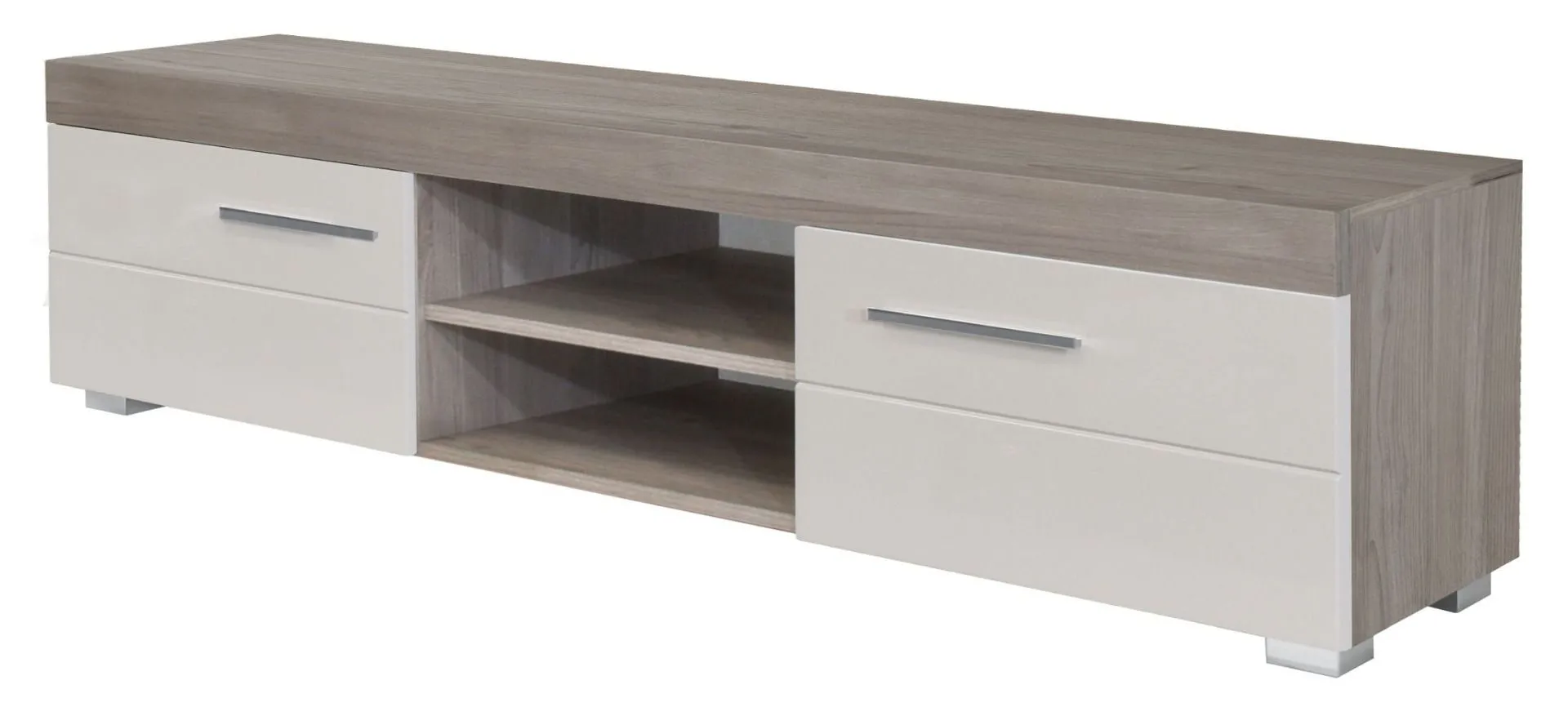 TV-Unterschrank Colmenar 03, Farbe: Eiche / Sand Glanz - Abmessungen: 46 x 180 x 40 cm (H x B x T)
