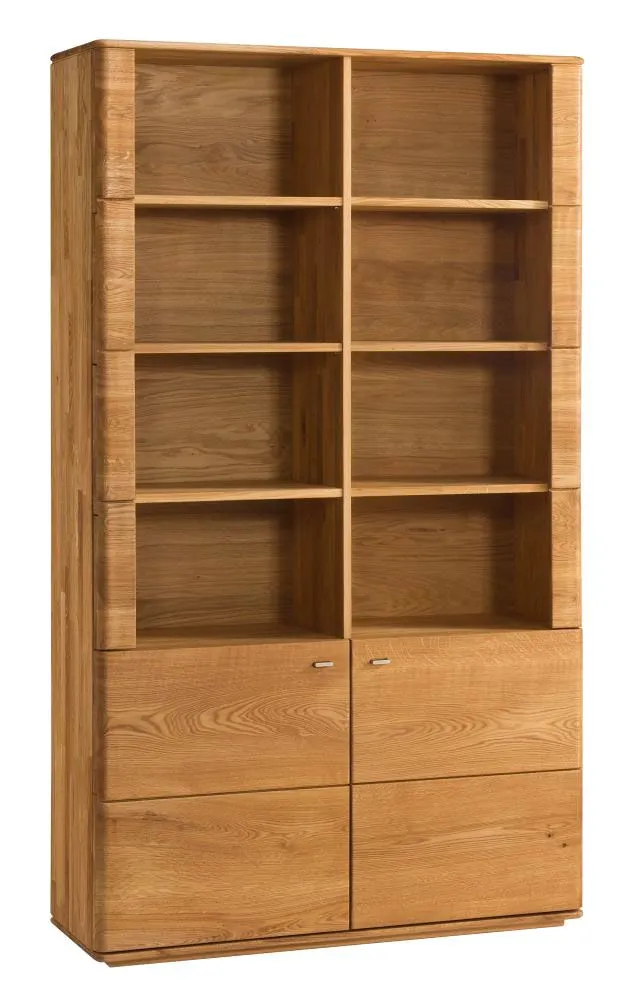 Regal Lencois 28, Farbe: Natur, Eiche massiv geölt und gebürstet – Abmessungen: 201 x 117 x 39 cm (H x B x T)