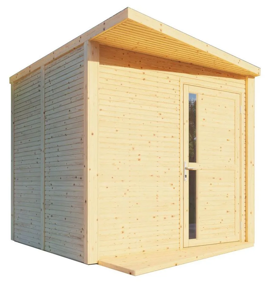 Gartenhaus Ulm 01 inkl.  Fußboden, Naturbelassen - 19 mm Elementgartenhaus, Nutzfläche: 6,94 m²