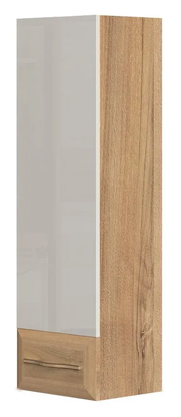 Hängeschrank Gataivai 34, Farbe: Beige Hochglanz / Walnuss - Abmessungen: 115 x 35 x 30 cm (H x B x T)