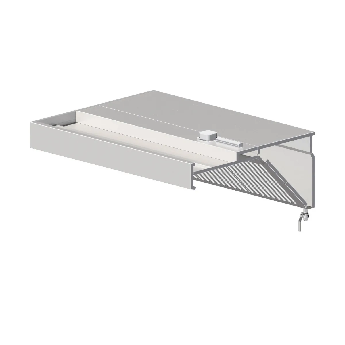 Wandhaube "Basic Line", Schrägform 4900 mm x 800 mm mit Flammschutzfilter Typ B