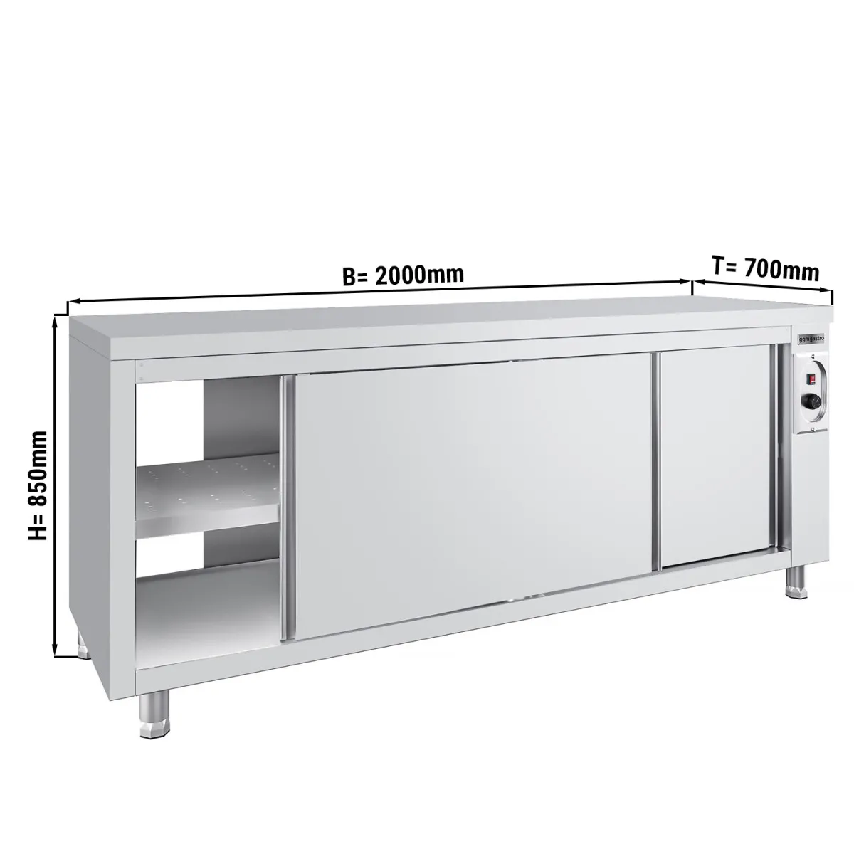 Wärmeschrank PREMIUM - 2000x700mm - mit Durchreiche