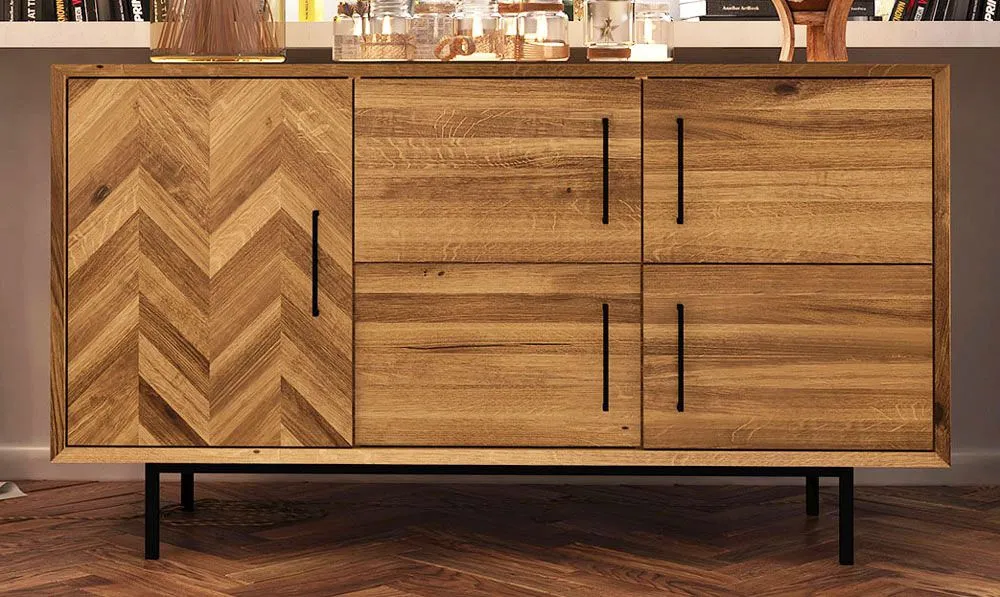 Kommode Kumeu 38 Wildeiche massiv geölt - Abmessungen: 80 x 144 x 45 cm (H x B x T)