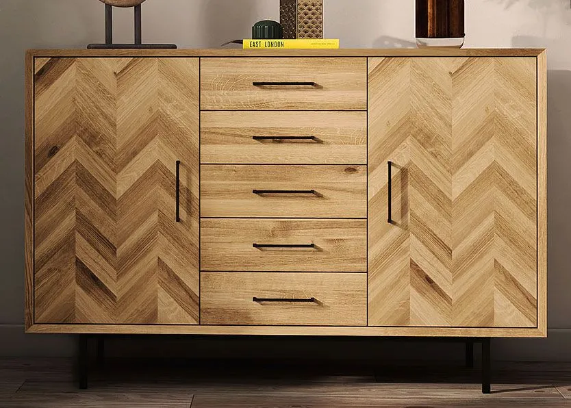 Kommode Kumeu 47 Wildeiche massiv geölt - Abmessungen: 95 x 144 x 45 cm (H x B x T)