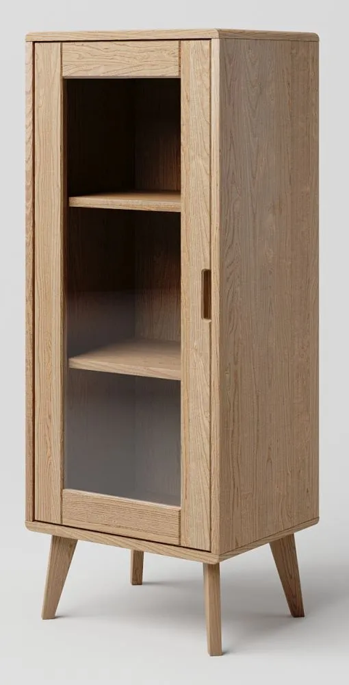 Vitrine Eiche massiv natur Aurornis 13 - Abmessungen: 125 x 50 x 40 cm (H x B x T)